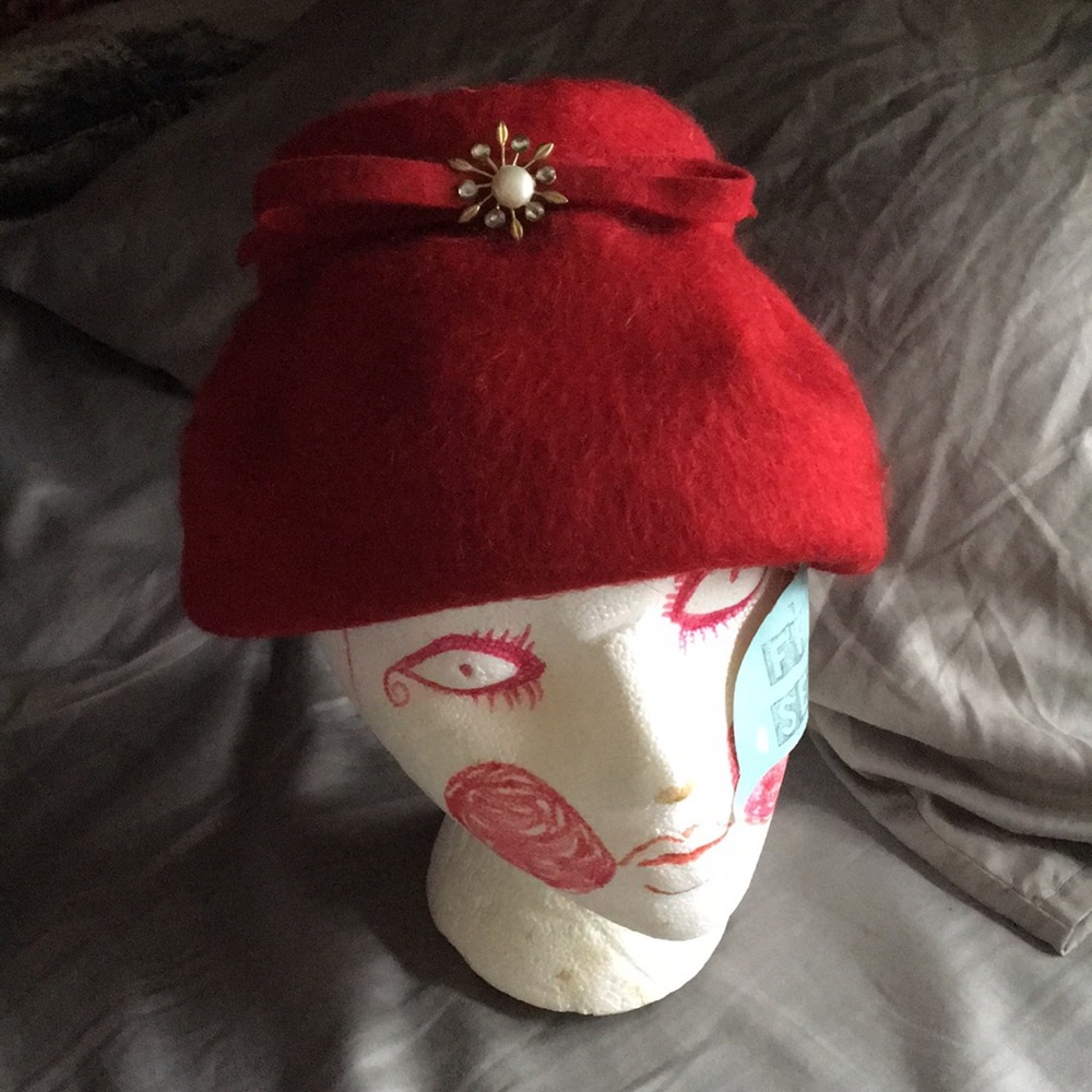 Bright red vintage hat